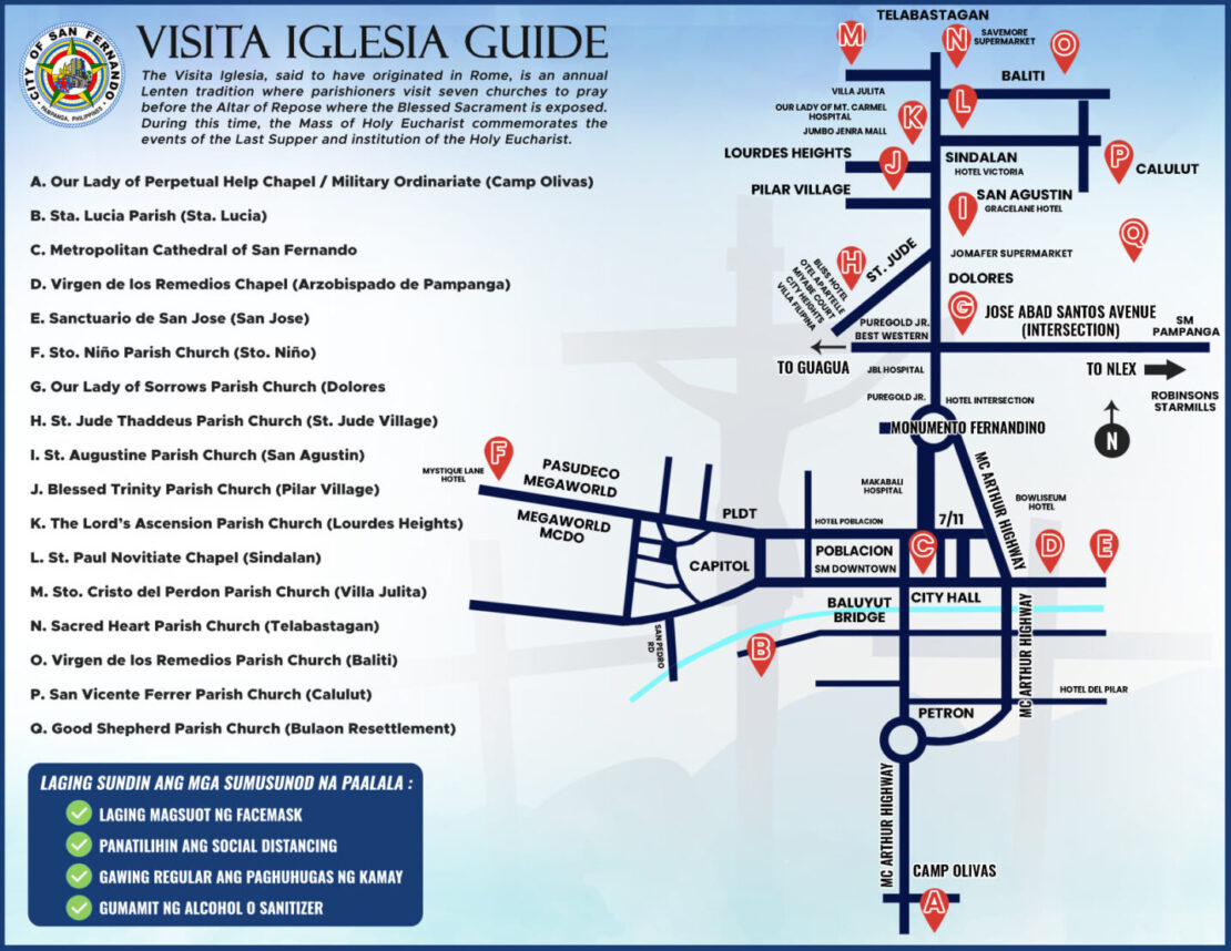 Visita Iglesia Guide Map in City of San Fernando, Pampanga | Visit ...